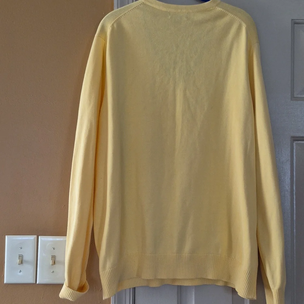 Lands' End Men's V-Neck Sweater in Soft Yellow